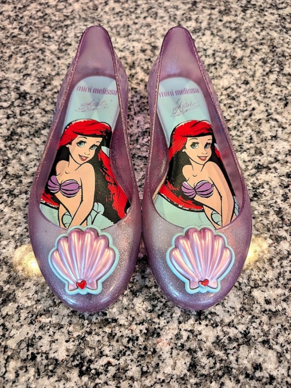 Mini Melissa Ariel Shell Flats Pink & Purple US 1